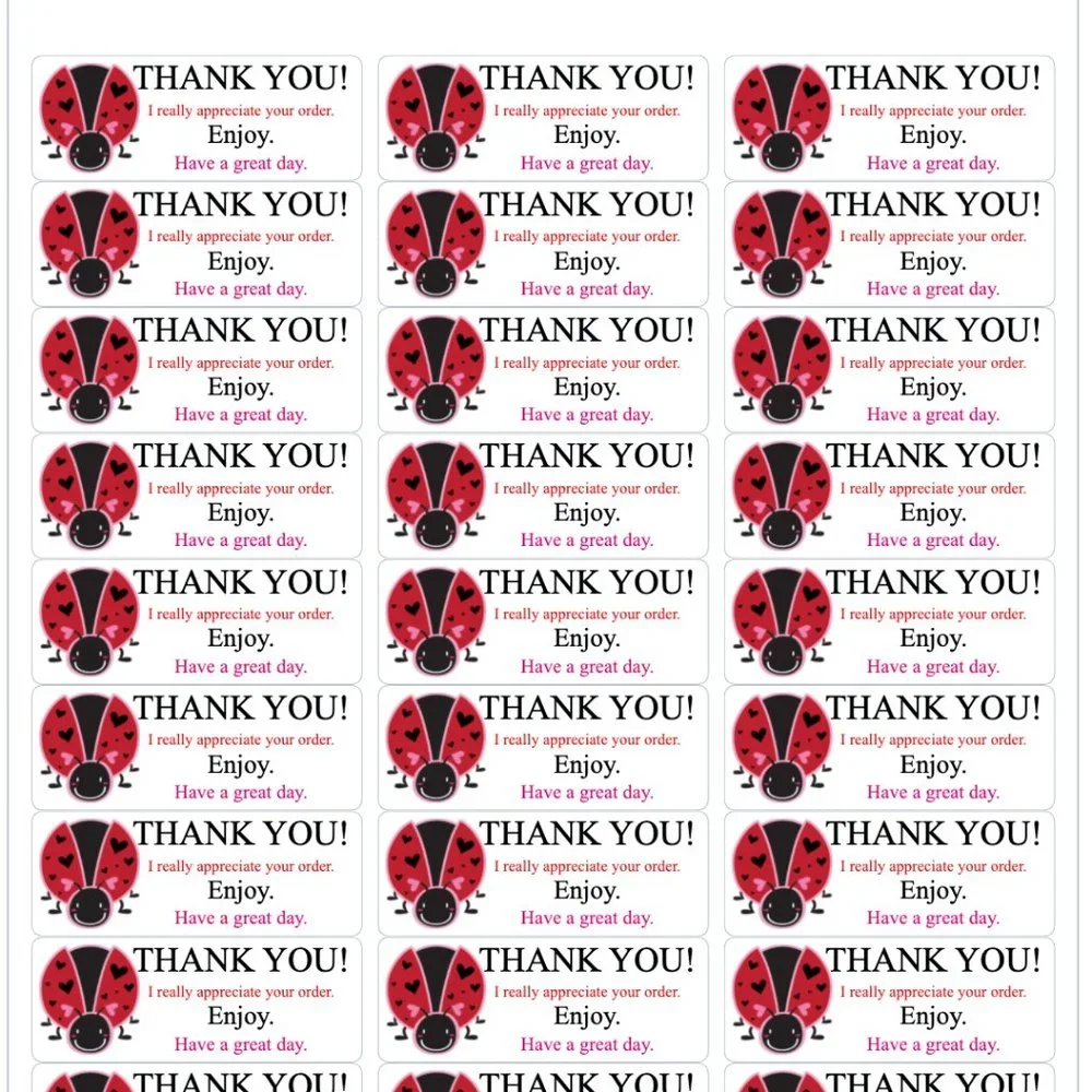 Lady Bug Thank You Stickers Order Shipping Labels Posh Shop Box Label …